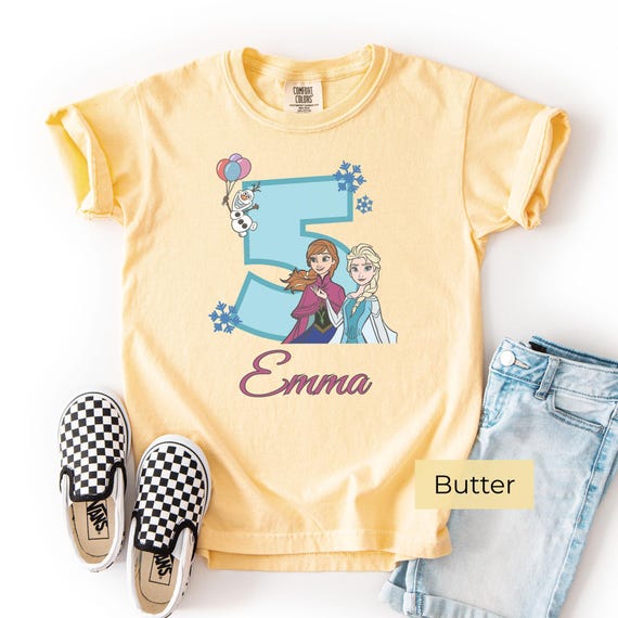 Disney Princess Anna Elsa Shirt, Custom Age Frozen Birthday Tees, Adult to Baby Sizes