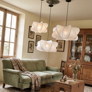 Flower Petal Pendant Light, Organic Cloud Ceiling Lamp, Modern Scandi Lighting for Bedroom and Living Room, Handmade and artisanal F82