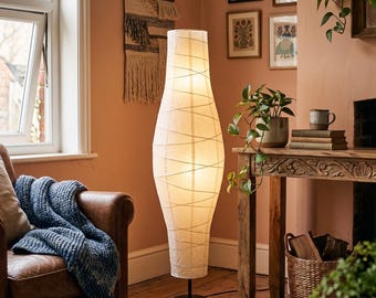 Minimalist Floor Lamp for Living Room, Wabi-Sabi Standing Light for Bedroom, Japandi Style Tall Light, Modern Home Decor, Artisanal F108