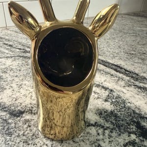 Anthropologie guldfärgad hjorthuvudplanter i fickformat, 15 cm bild 3