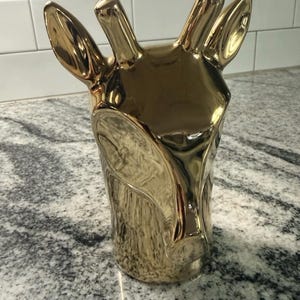Anthropologie guldfärgad hjorthuvudplanter i fickformat, 15 cm bild 1