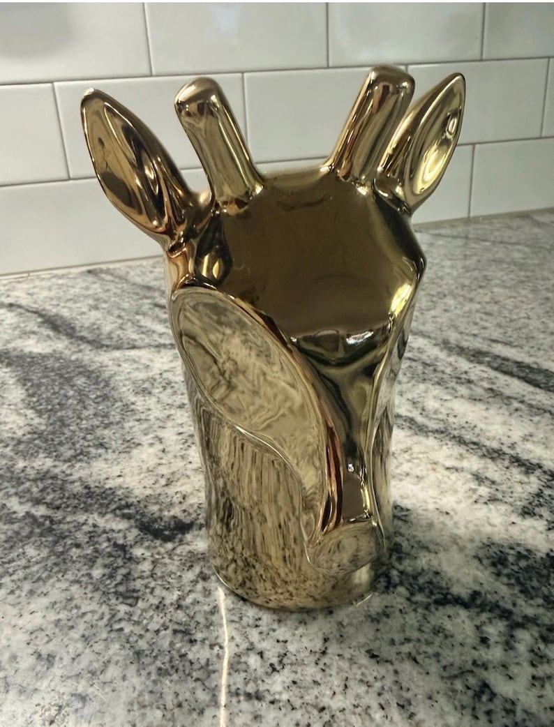 Anthropologie guldfärgad hjorthuvudplanter i fickformat, 15 cm bild 1