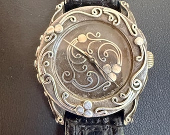 John Hardy Sterling Silver with Black Crocodile Strap Watch