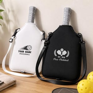 Gepersonaliseerde pickleball-rackettas, op maat geborduurde naam, bijpassende schoudertas voor stellen, cadeau voor spelers