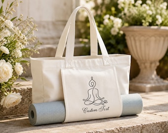 Personlig yogamattaväska med anpassad text, pilatesbärare och matthållare