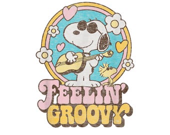 Peanuts Feelin’ Groovy Snoopy and Woodstock – Retro Hippie Cartoon PNG (Instant Download)