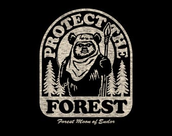 Star Wars Ewok Protect The Forest – Endor Nature Guardian Vintage PNG (Instant Download)