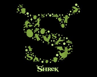 Shrek Character Silhouettes Iconic S Logo – Funny Parody PNG (Instant Download)