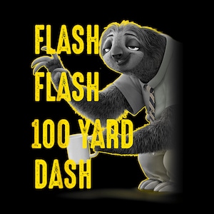 Retrato de Flash de Zootopia en la carrera de 100 yardas: divertido dibujo animado de un perezoso rápido en formato PNG (descarga instantánea).