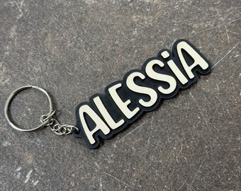 Brelok z imieniem i nazwiskiem, drewno i plastik