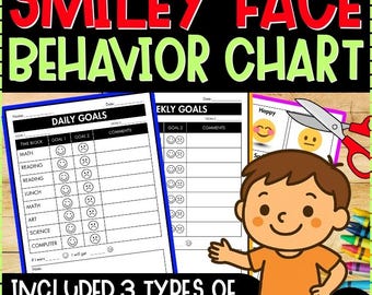 Editable Smiley Face Behavior Chart | Daily Weekly Clip Chart Goal Setting | Kindergarten PBIS Classroom Management | Special Ed ESL PDF