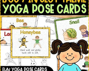 Bug Yoga Pose Cards for Kids | Insect Theme Movement Brain Break (Printable PDF)