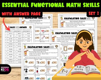 Sales Tax Worksheets Classroom Supplies | Functional Math Life Skills (Set 3) Real World Percent Money Math | Middle High School No Prep PDF