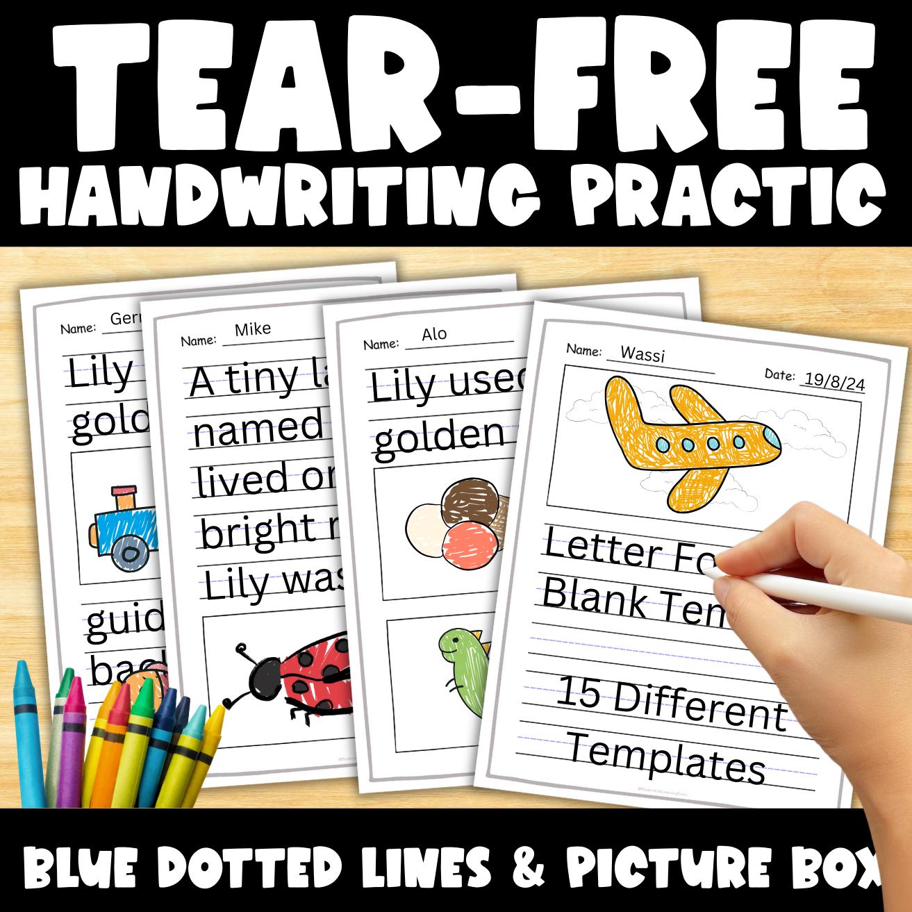 Dotted Line Writing Template With Picture Box | Kindergarten ...