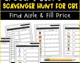 Grocery Store Scavenger Hunt CBI | Find Aisle Price Life Skills Activity | Special Ed Community Based Instruction | Autism Transition