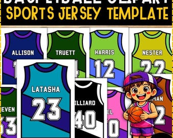 Editable Basketball Jersey Templates | Sports Jersey Name Number Design | Canva PowerPoint Clipart | Classroom Bulletin Board 10 Designs