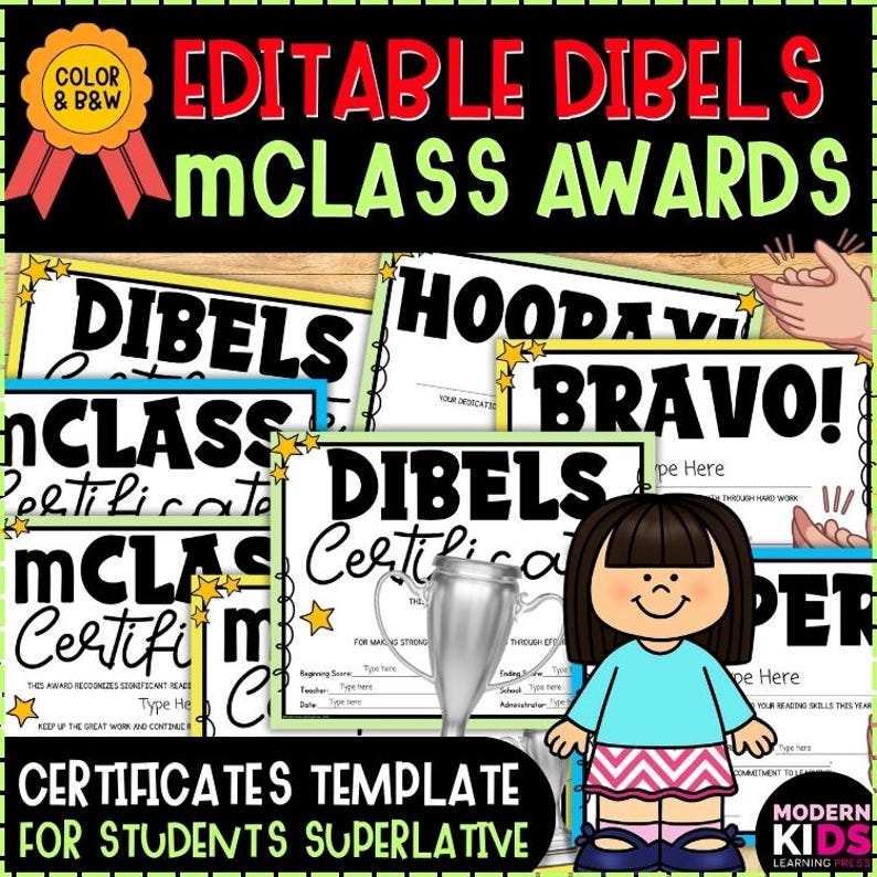 Editable DIBELS Mclass Awards Certificates | Student Reading ...