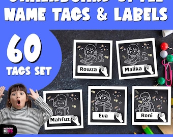Editable Chalkboard Name Tags Supply Labels | Classroom Organization Labels | Desk Bin Shelf Labels | Back to School PowerPoint PDF No Prep