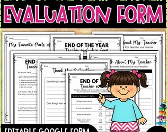 End of the Year Teacher Evaluation Form by Students | Reflection and Feedback Activities (Google and PDF)