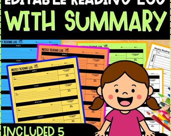 Editable Weekly Reading Log | Summary Response Parent Signature | PDF Reading Homework Tracker Elementary Intervention Printable PowerPoint