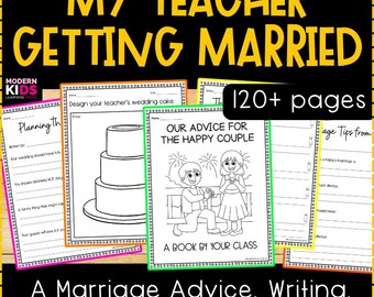 Teacher Wedding Advice Book | Student Writing & Coloring Activity (Printable)