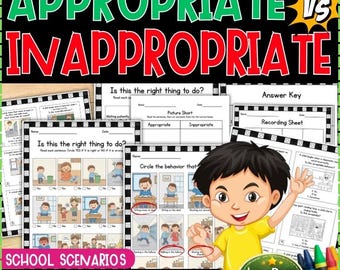 Appropriate Inappropriate Behavior | Expected Unexpected School Scenarios SEL | Special Ed Autism Social Skills | BIP Counseling No Prep PDF