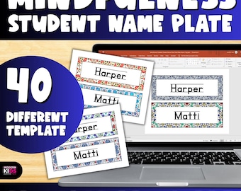Mindfulness Editable Desk Name Plates | Calm Classroom Student Name Tags | SEL Desk Plates Classroom Decor