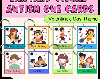 Lanyard Visual Cue Cards Autism | Picture Communication ELL ESOL Sped | Valentine's Day Classroom Support | Newcomers No Prep Printable PDF