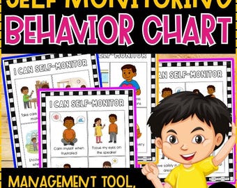 Self Monitoring Behavior Charts | Classroom Management Checklists Visuals | PBIS Special Ed SEL | Editable Goal Setting Reflection No Prep