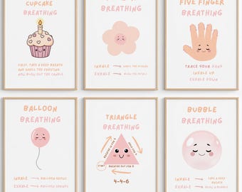 Kids Breathing Posters Bundle Calm Corner Printables Mindfulness for Kids Emotional Regulation Tools Calm Down Kit for Children