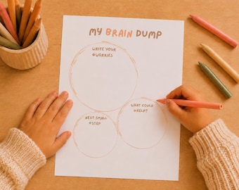 My Brain Dump Worksheet for Kids | Anxiety & Worry Printable | Calm Corner Emotional Regulation Activity