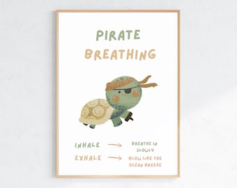 Pirate Breathing Poster for Kids – Calm Down Printable – Mindfulness Breathing Exercise – Kids Calm Corner Wall Art – Emotional Regulation