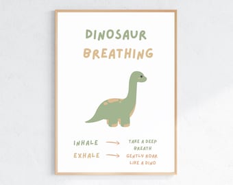Dinosaur Breathing Poster for Kids – Calm Down Printable – Mindfulness Breathing Exercise – Kids Calm Corner Wall Art – Anxiety Relief