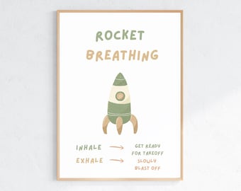 Rocket Breathing Poster for Kids – Calm Down Printable – Mindfulness Breathing Exercise – Calm Corner Wall Art – Anxiety Relief Tool
