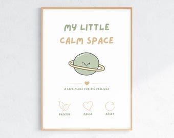 My Little Calm Space Poster Printable | Kids Calm Corner Decor | Neutral Nursery Wall Art | Emotional Regulation Poster | Scandinavian Boys