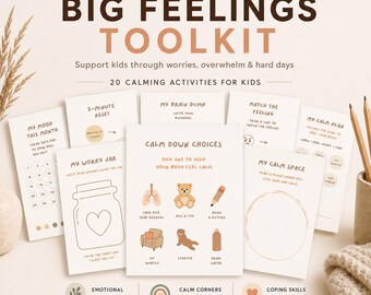 Big Feelings Toolkit for Kids Printable | Emotional Regulation Worksheets | Calm Corner Activities | Anxiety Coping Skills | 20 Page Workboo