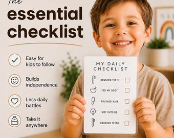 Kids Daily Checklist Printable, Routine Chart for Children, Visual Schedule, Morning and Bedtime Routine PDF, Healthy Habits, Independence
