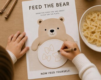 Feed the Bear Worksheet for Picky Eaters | Mealtime Activity for Kids | Food Exposure Printable | Toddler Meal Time Tool | Digital Download