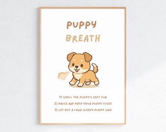 Puppy Breathing Poster Printable, Calm Corner Poster for Kids, Dog Breathing Exercise, Emotional Regulation Printable,  Nursery Wall Art