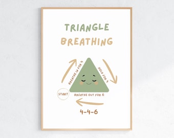 Triangle Breathing Poster for Kids – Calm Down Printable – Mindfulness Breathing Exercise – Anxiety Relief Tool – Calm Corner Poster
