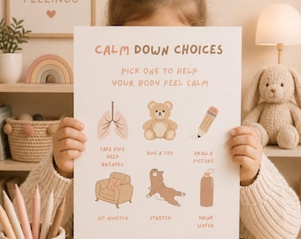 Calm Down Choices Worksheet for Kids Printable | Emotional Regulation Activity | Calm Corner Printable | Coping Skills Sheet | Therapy Tool