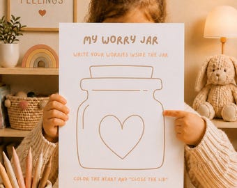 Worry Jar Printable for Kids | Calm Down Worksheet | Anxiety Coping Activity | Emotional Regulation Printable | Therapy Tool
