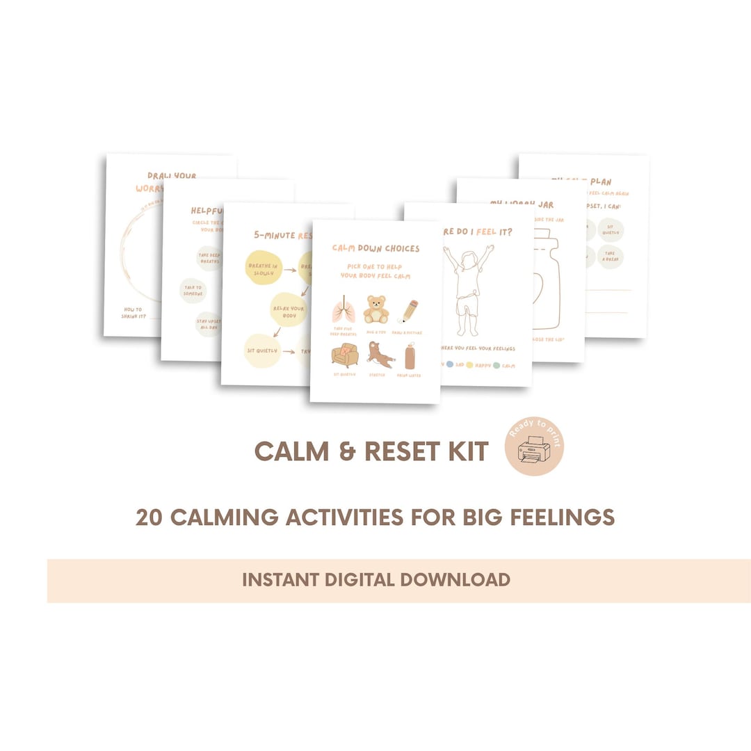 Calm Down Kit for Kids Printable, Emotional Regulation Worksheets, Calm ...