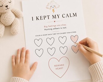 I Kept My Calm-beloningstabel voor kinderen | Werkblad emotionele regulatie | Calm Corner afdrukbaar | Big Feelings-activiteit