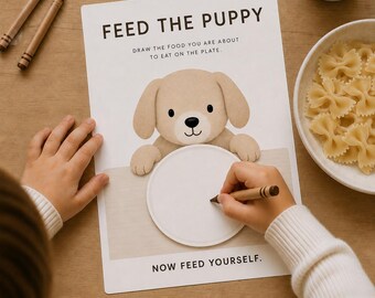 Feed the Puppy Worksheet for Picky Eaters | Mealtime Activity for Kids | Food Exposure Printable | Toddler Meal Time Tool | Digital Download