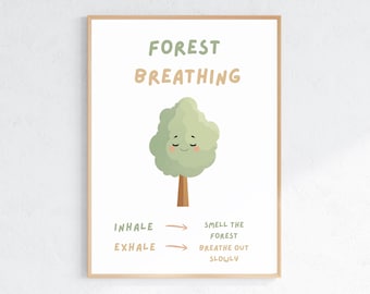 Forest Breathing Poster for Kids – Calm Down Printable – Mindfulness Breathing Exercise – Calm Corner Wall Art – Anxiety Relief Tool