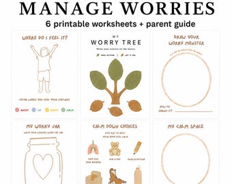 Kids Anxiety Worksheets Bundle, Calm Corner Printables, Emotional Regulation Activities, Worry Tree, Worry Jar, Parent Guide