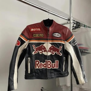 Red bull racing leather jacket - Etsy 日本