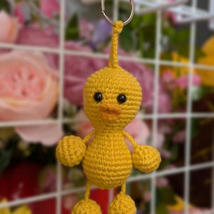 Duck Amigurumi Keychain, Handmade Crochet Yellow Duck Bag Charm, Kawaii Animal Gift, Cute Keyring Easter Gift, Cottagecore Accessory Gift
