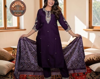 Pink Indian Partywear Salwar Kameez - Wedding Guest Outfit - Designer Palazzo Suit with Dupatta, Kurti Pants